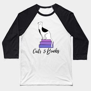 Cats and Books Baseball T-Shirt